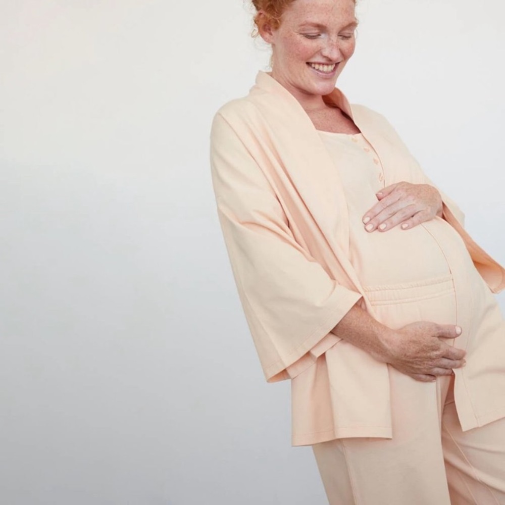 Storq brand new 3 piece maternity pajama set, size XS. Color is apricot